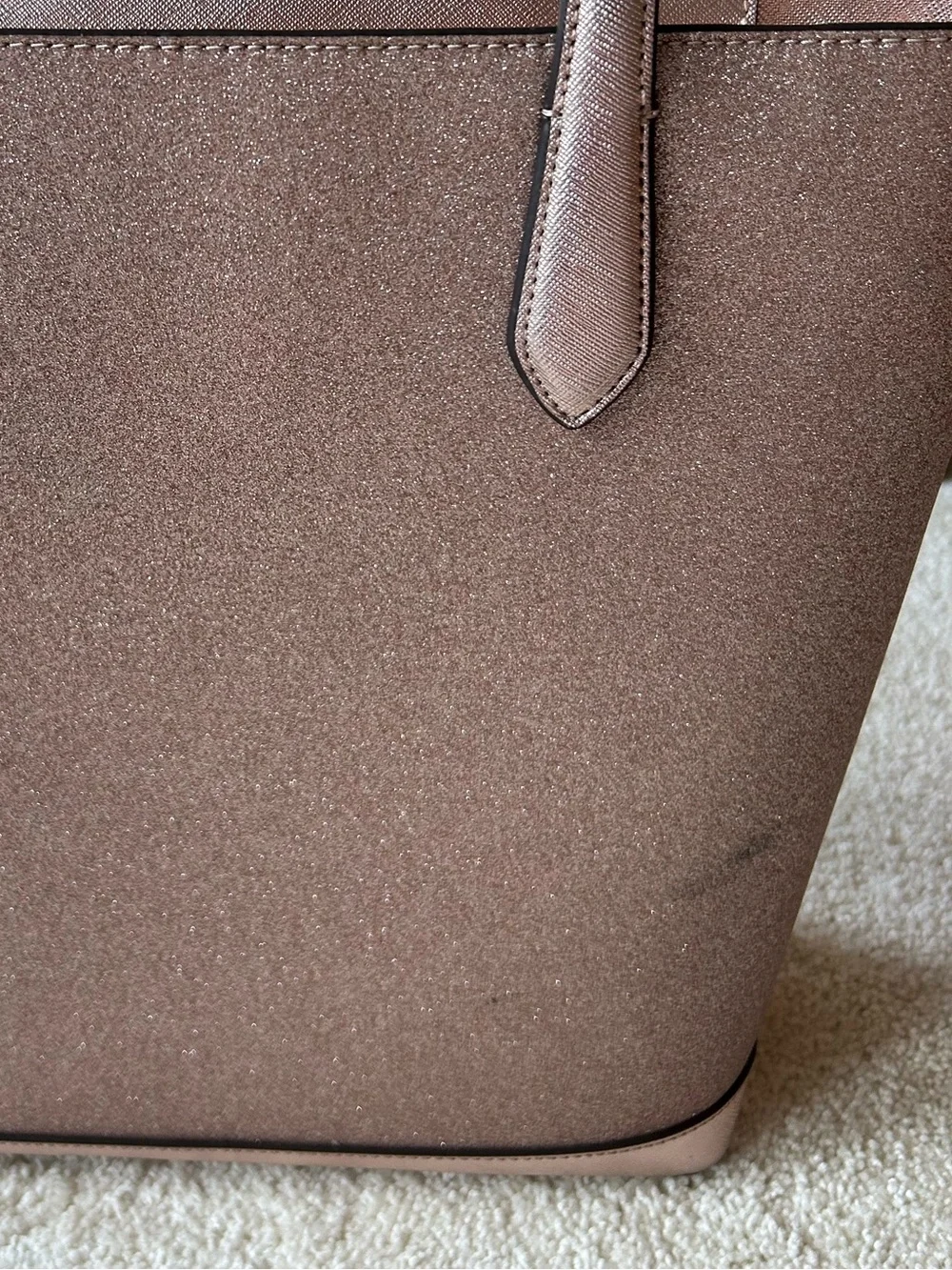 Kate Spade Tinsel Tote in Rose Gold Glitter GUC
